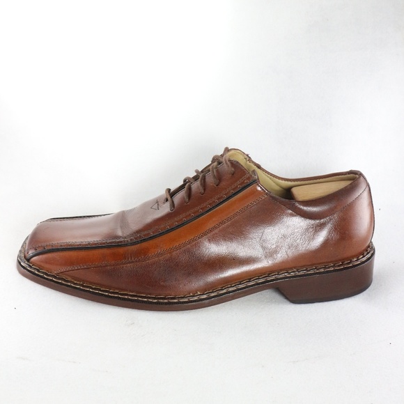 STACY ADAMS Cognac Leather Bicycle Toe Oxfords - Picture 2 of 8